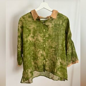 Brand New Ramie Green Short Sleeve Artist Top, One size fits all